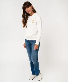 sweat molletonne avec motif poitrine femme - lulucastagnette beige sweatsF495601_4