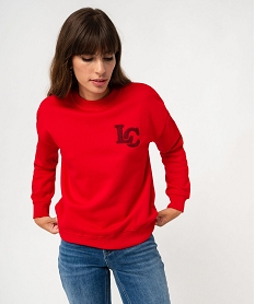 sweat molletonne avec motif poitrine femme - lulucastagnette rouge sweatsF495701_2