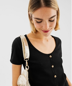 tee-shirt a manches courtes et grand col rond femme noir t-shirts manches courtesF496601_2