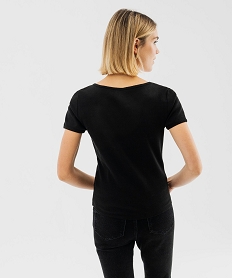 tee-shirt a manches courtes et grand col rond femme noir t-shirts manches courtesF496601_3