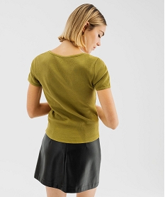 tee-shirt a manches courtes et grand col rond femme vert t-shirts manches courtesF496801_3
