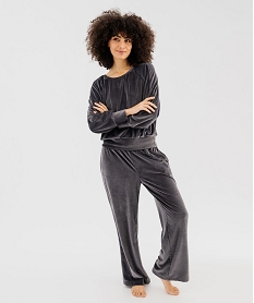 GEMO Pyjama en velours coupe large femme Gris