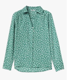 chemise manches longues fleurie femme vert chemisiersF500101_4