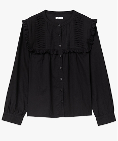 chemise manches longues avec fronces femme noir blousesF500401_4