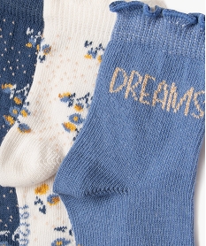 chaussettes a motifs fleuris bebe fille (lot de 3) bleu standard chaussettesF503001_2