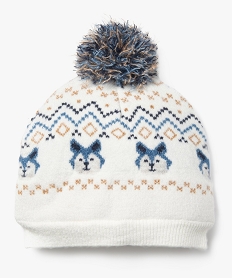 bonnet avec doublure polaire a motifs chiens bebe garcon beige accessoiresF505301_3