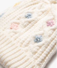 bonnet en maille torsadee doublee polaire avec pompon bebe fille beige standard accessoiresF505601_2