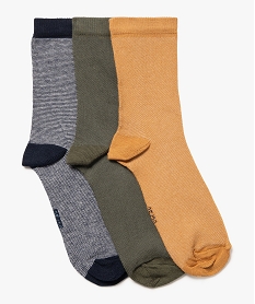 GEMO Chaussettes tige haute en coton piqué garçon (lot de 3) vert standard