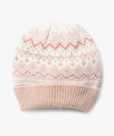 GEMO Bonnet jacquard à revers fille rose standard