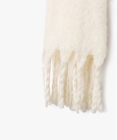 echarpe douillette a franges grand format femme beige bonnets echarpes gantsF507301_2