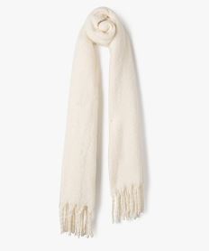 echarpe douillette a franges grand format femme beige bonnets echarpes gantsF507301_3