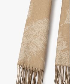 echarpe pailletee motif jacquard recto verso femme beige standard bonnets echarpes gantsF507801_2
