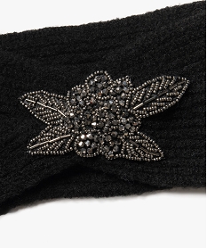 bandeau cache-oreilles a perles brillantes femme noir standard bonnets echarpes gantsF508601_2