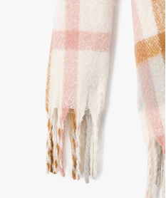 echarpe plaid a carreaux avec longues franges femme rose bonnets echarpes gantsF509601_2