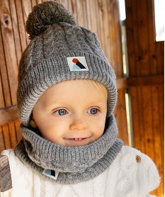 echarpe snood a torsades doublure polaire bebe garcon gris standard accessoiresF509901_3