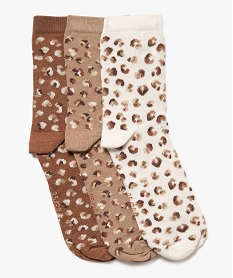 GEMO Chaussettes hautes motif léopard fille (lot de 3) beige standard
