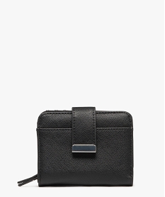 GEMO Portefeuille compact fermeture par zip et bouton pression femme noir standard