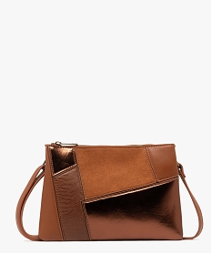 sac pochette effet patchwork femme marron vif sacs bandouliereF515601_4