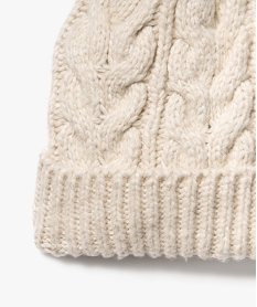 bonnet en maille torsadee femme beige bonnets echarpes gantsF516601_2
