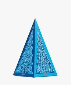 GEMO Boite cadeau en forme de pyramide spécial Noël Bleu