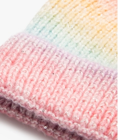 bonnet multicolore avec touches pailletees fille rose foulards echarpes et gantsF522001_2