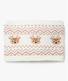 GEMO Echarpe tour de cou doublée polaire à motifs biches bébé fille Beige