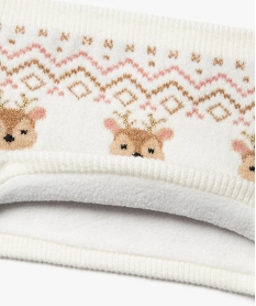 echarpe tour de cou doublee polaire a motifs biches bebe fille beige accessoiresF522601_2