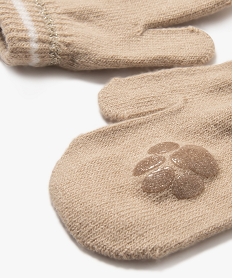 moufles en maille avec motif antiderapant bebe fille beigeF522801_2