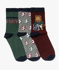 GEMO Chaussettes tige haute en coton imprimé  garçon (lot de 3) rouge standard