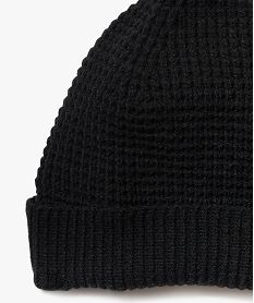 bonnet a revers double polaire homme noir standard chapeaux casquettes et bonnetsF525301_4