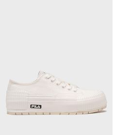 GEMO Baskets en toile sur semelle plateforme femme - Fila Blanc