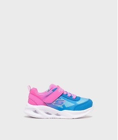 GEMO Baskets basses souples en mesh à semelle lumineuse fille - Skechers bleu vif