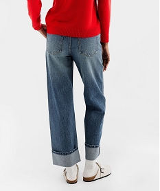 jean large taille haute a grands revers femme bleu taille hauteF646301_3