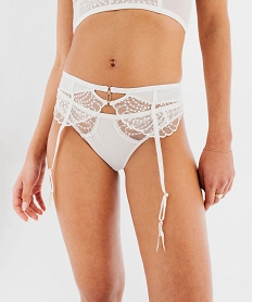 GEMO Porte-jarretelles en dentelle et microfibre blanc standard