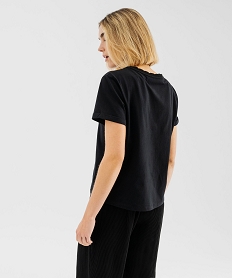 tee-shirt manches courtes avec col rond fantaisie femme noir standard t-shirts manches courtesF656201_3