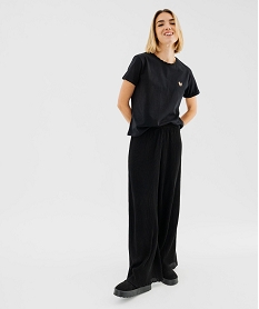 tee-shirt manches courtes avec col rond fantaisie femme noir standard t-shirts manches courtesF656201_4