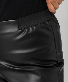 pantalon ajuste a taille elastiquee en cuir imitation femme grande taille noir pantalons et jeansF659901_2