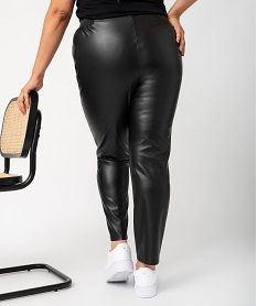 pantalon ajuste a taille elastiquee en cuir imitation femme grande taille noir pantalons et jeansF659901_3