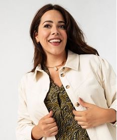 chemise manches longues en velours femme grande taille beige chemisiers et blousesF660001_2