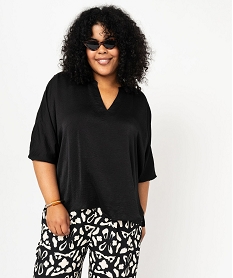 blouse manches chauve-souris femme grande taille noir blousesF660301_2