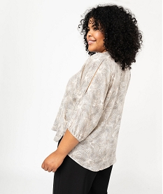 blouse imprimee manches chauve-souris femme grande taille beige blousesF660401_3
