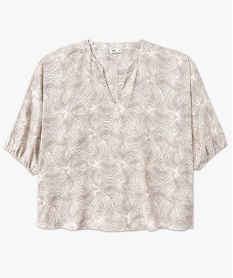 blouse imprimee manches chauve-souris femme grande taille beige blousesF660401_4