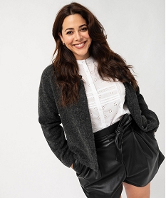 GEMO Gilet lainage avec col rond et boutons fantaisie femme grande taille Gris