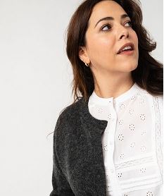 gilet lainage avec col rond et boutons fantaisie femme grande taille grisF660701_2