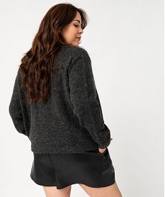 gilet lainage avec col rond et boutons fantaisie femme grande taille grisF660701_3