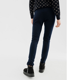 pantalon en maille ajuste a taille elastiquee femme bleu pantalonsF662501_3