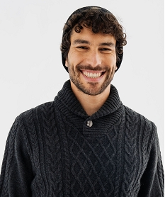 GEMO Pull à col châle et torsades homme Gris