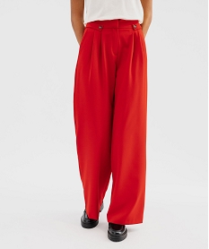 GEMO Pantalon de tailleur large en maille extensible femme Rouge