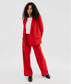 pantalon de tailleur large en maille extensible femme rouge pantalonsF671201_4