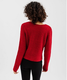 gilet en maille fantaisie a col rond et boutons fantaisie femme rouge giletsF671901_3
